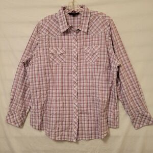 Ariat Pro Series Blouse Sz XXL Western Button Up Longsleeve Pink Purple Sparkle